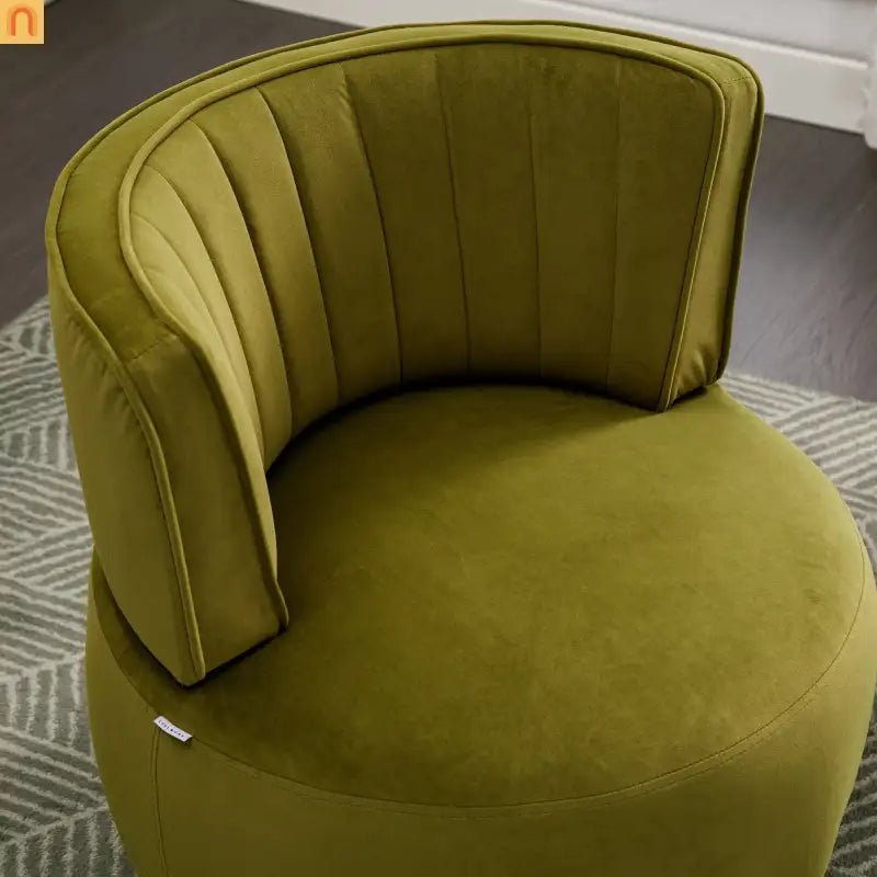 Accent Chair Barrel Swivel Velvet Olive Green 360 Degree 300 lb 25in