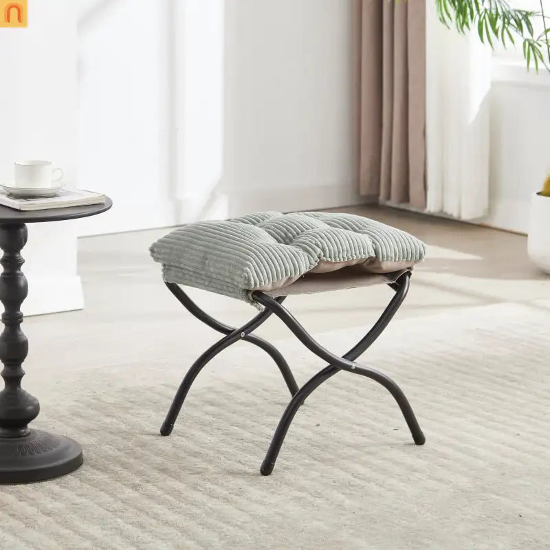 Accent Chair Lounge Flannelette Light Green Ottoman
