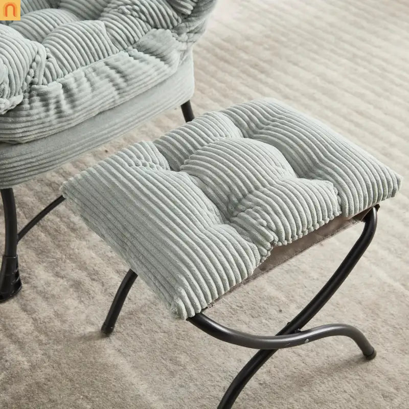 Accent Chair Lounge Flannelette Light Green Ottoman