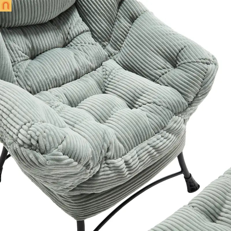 Accent Chair Lounge Flannelette Light Green Ottoman