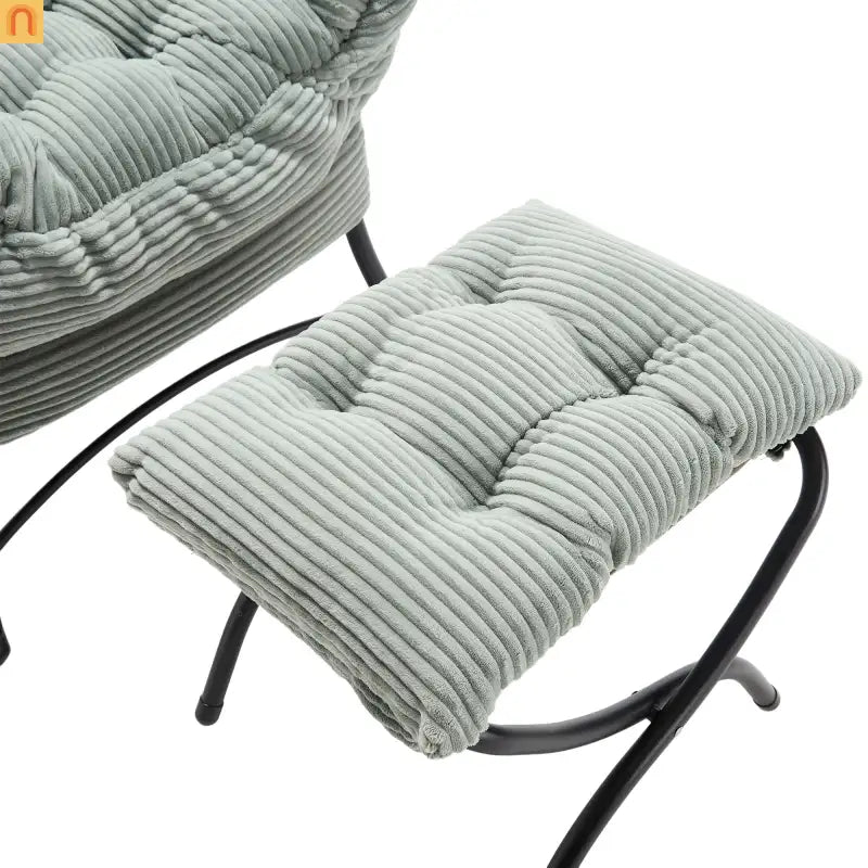 Accent Chair Lounge Flannelette Light Green Ottoman