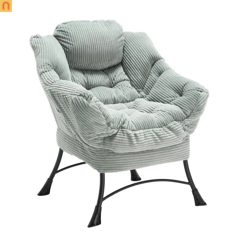 Accent Chair Lounge Flannelette Light Green Ottoman