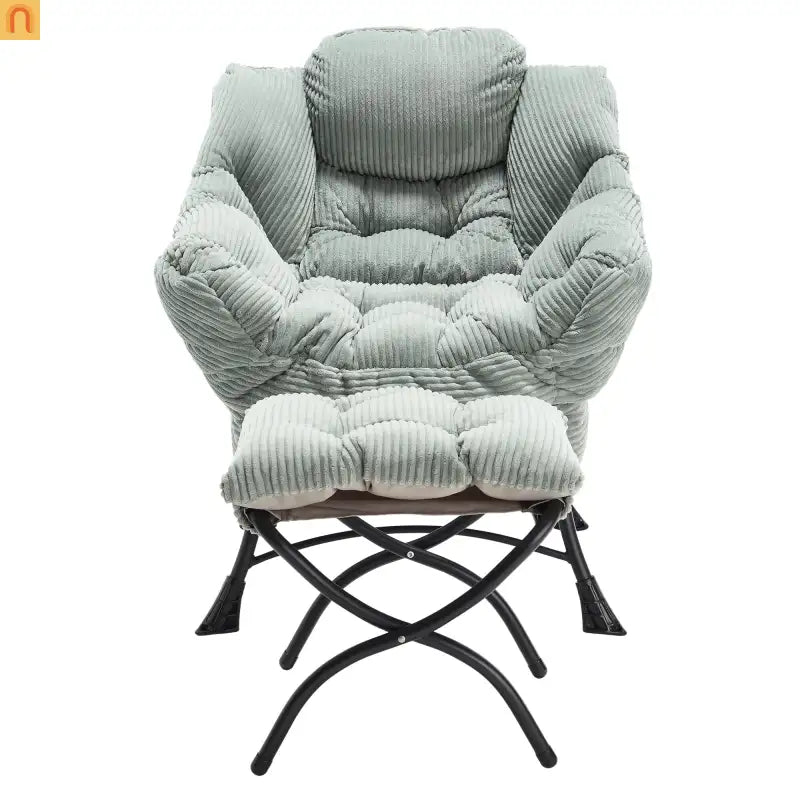 Accent Chair Lounge Flannelette Light Green Ottoman