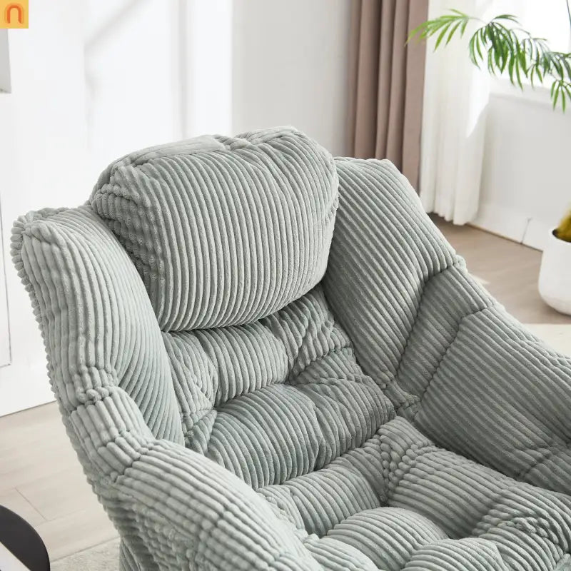 Accent Chair Lounge Flannelette Light Green Ottoman
