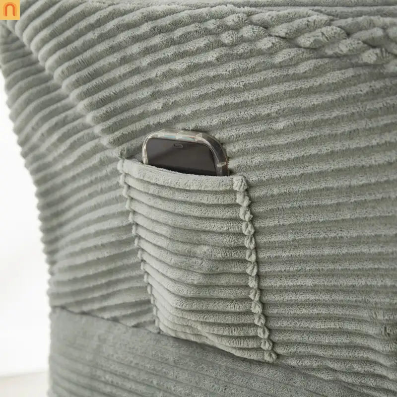 Accent Chair Lounge Flannelette Light Green Ottoman