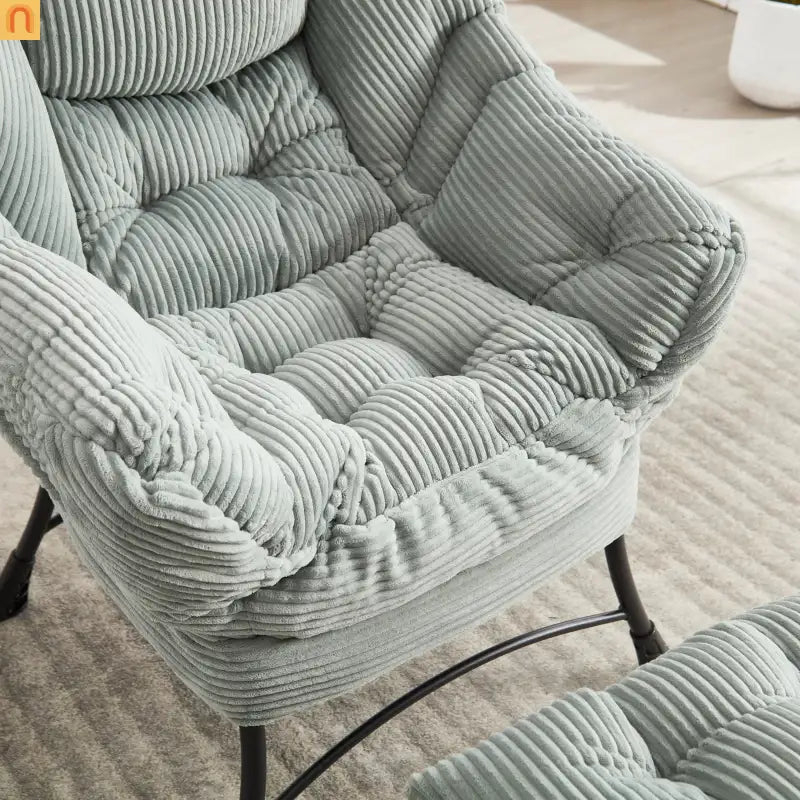 Accent Chair Lounge Flannelette Light Green Ottoman