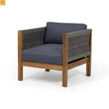 Outdoor Club Chair Acacia Wood Rattan Rope Teak 27.25in