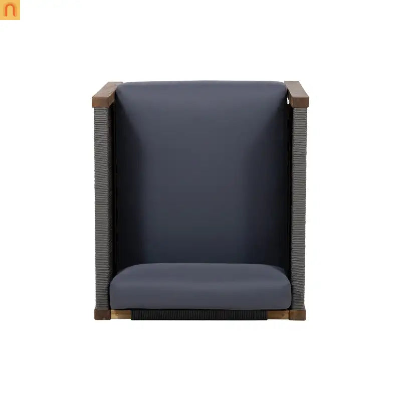 Outdoor Club Chair Acacia Wood Rattan Rope Teak 27.25in