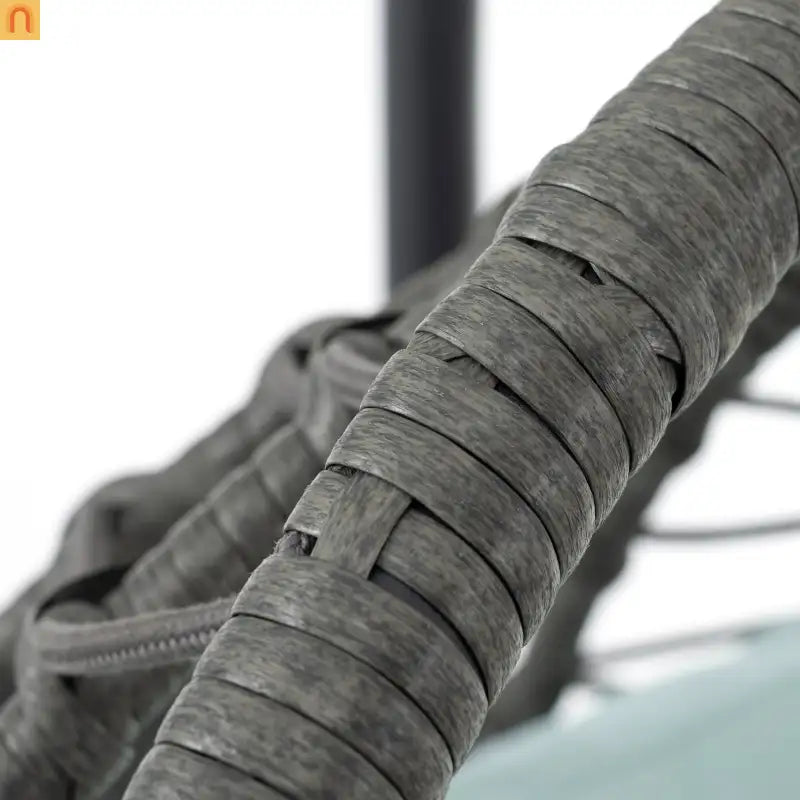 Outdoor Hanging Egg Chair Wicker Gray with Stand Foldable 76.8in
