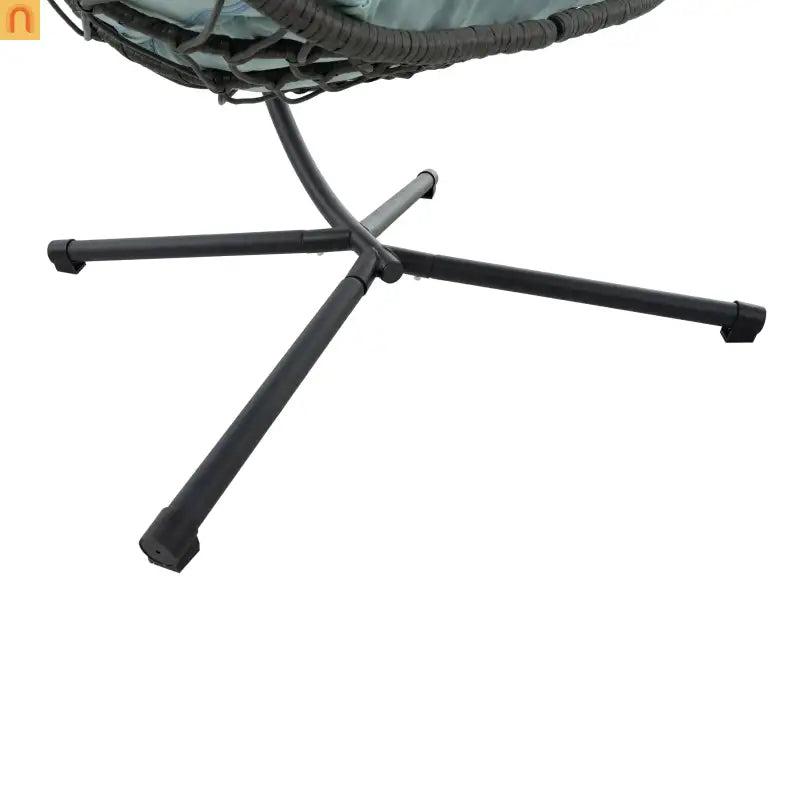 Outdoor Hanging Egg Chair Wicker Gray with Stand Foldable 76.8in