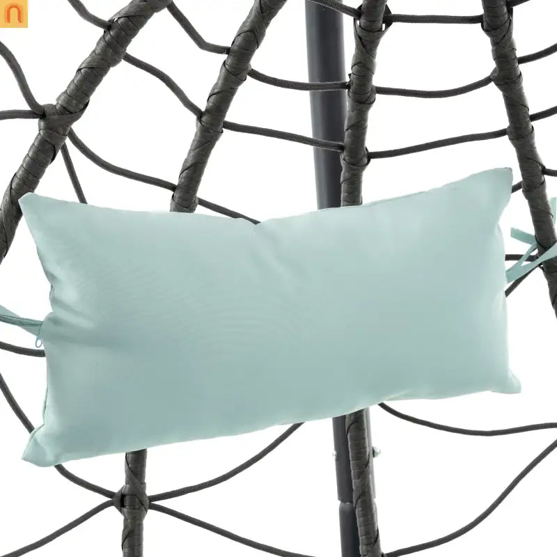 Outdoor Hanging Egg Chair Wicker Gray with Stand Foldable 76.8in