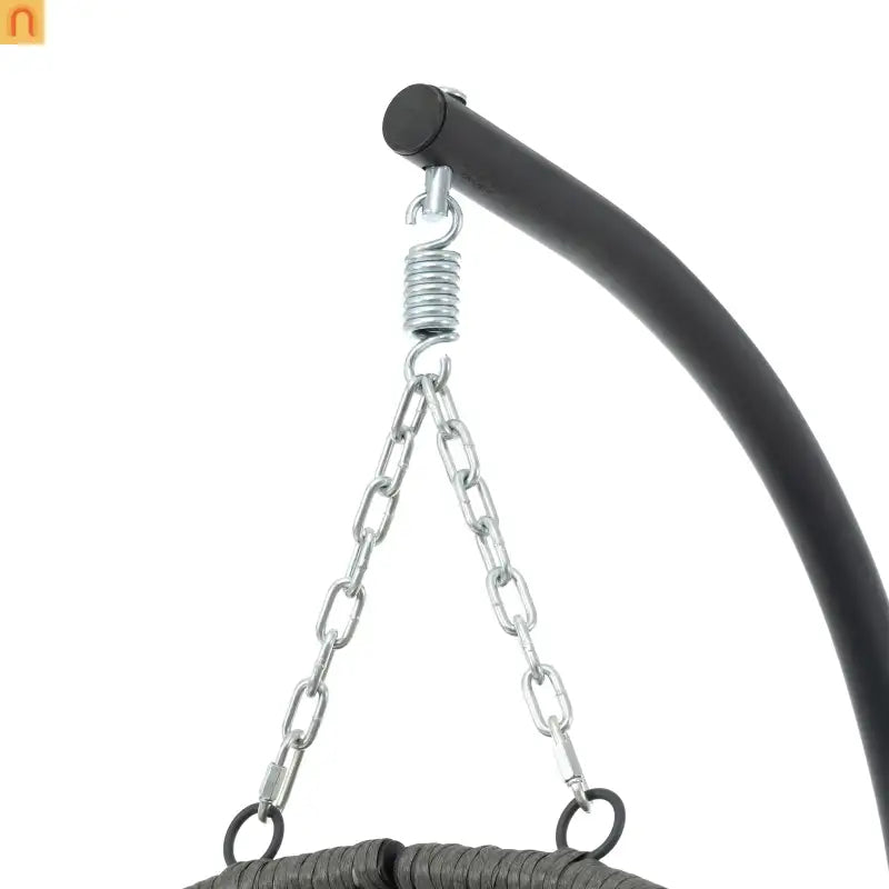 Outdoor Hanging Egg Chair Wicker Gray with Stand Foldable 76.8in