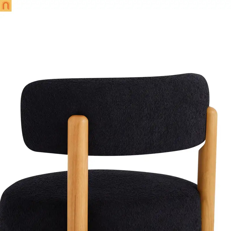 Accent Chair Farmhouse Boucle Black Wood Slender Base 27in Wide