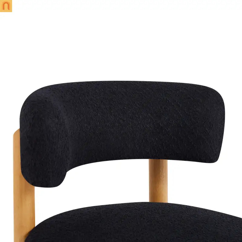 Accent Chair Farmhouse Boucle Black Wood Slender Base 27in Wide