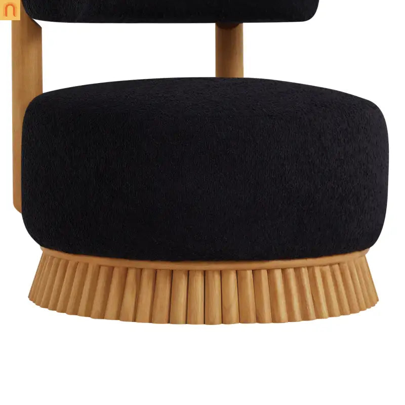 Accent Chair Farmhouse Boucle Black Wood Slender Base 27in Wide