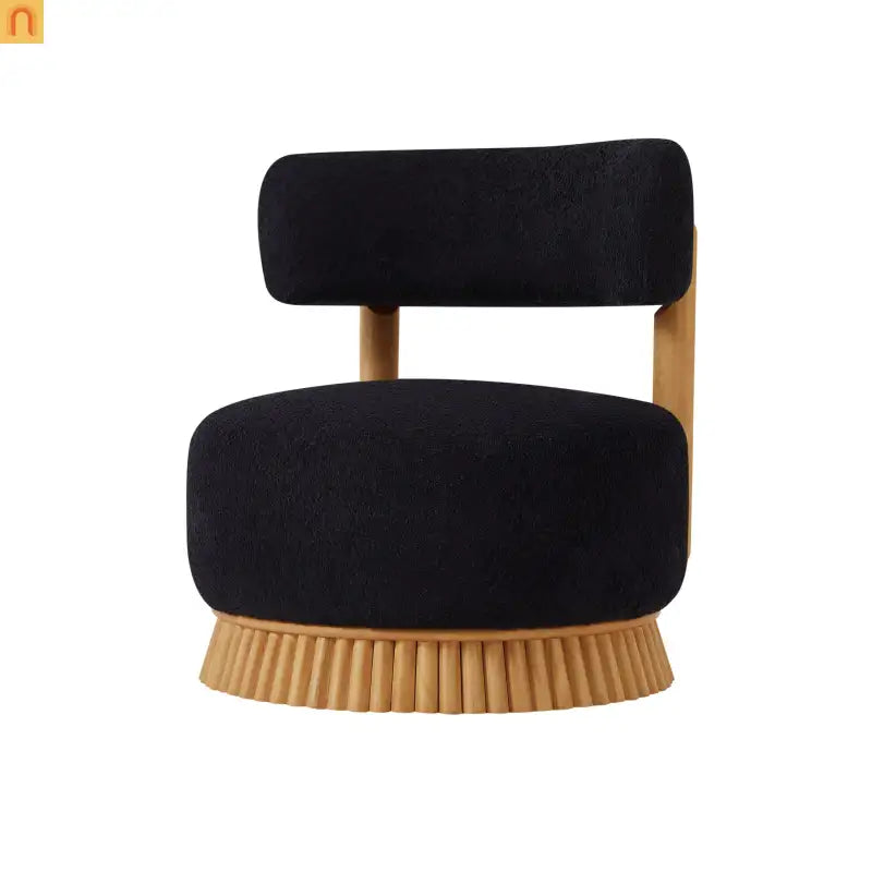 Accent Chair Farmhouse Boucle Black Wood Slender Base 27in Wide