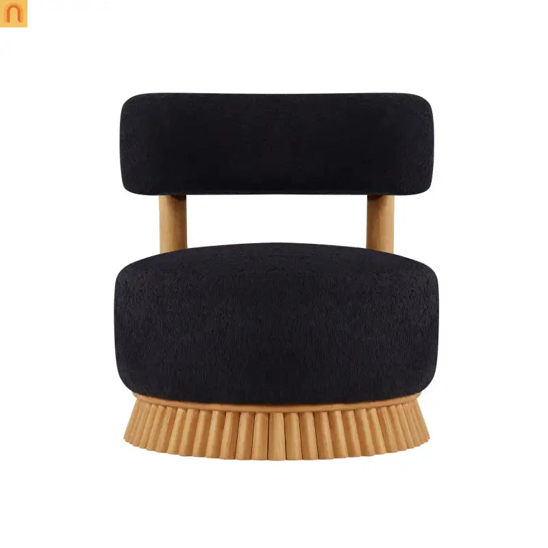 Accent Chair Farmhouse Boucle Black Wood Slender Base 27in Wide