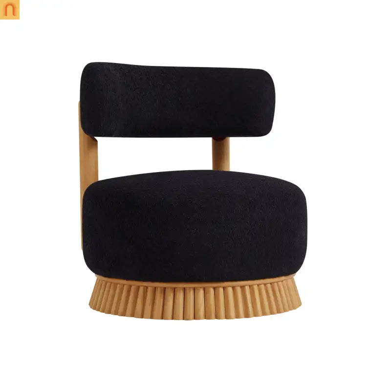 Accent Chair Farmhouse Boucle Black Wood Slender Base 27in Wide