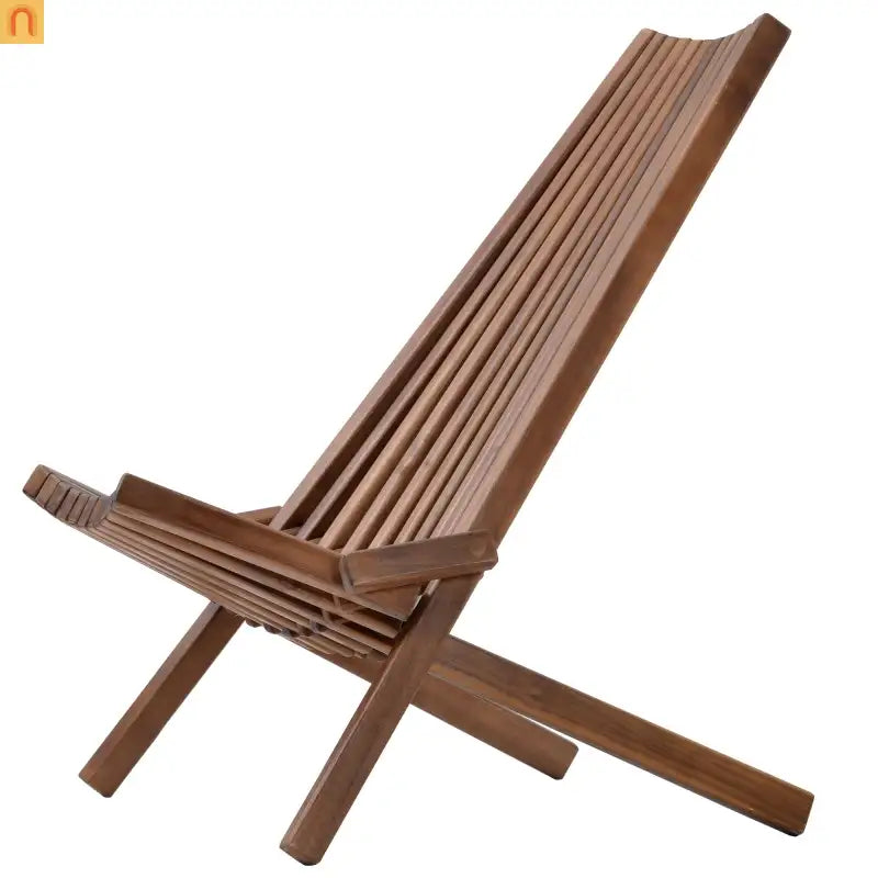 Outdoor Folding Chair Acacia Wood Natural 30in No Assembly