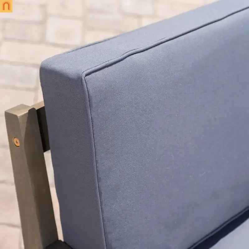 Outdoor Club Chair Acacia Wood Slat Panel Gray Cushion Set of 2