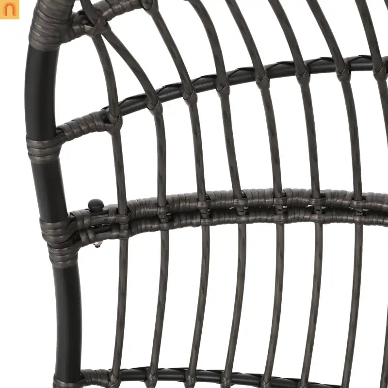 Outdoor Hanging Basket Chair Wicker Gray 44.5in No Stand