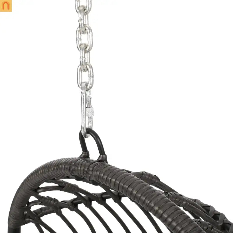 Outdoor Hanging Basket Chair Wicker Gray 44.5in No Stand