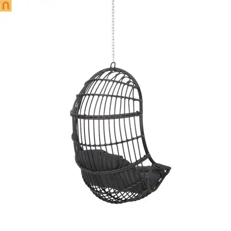Outdoor Hanging Basket Chair Wicker Gray 44.5in No Stand
