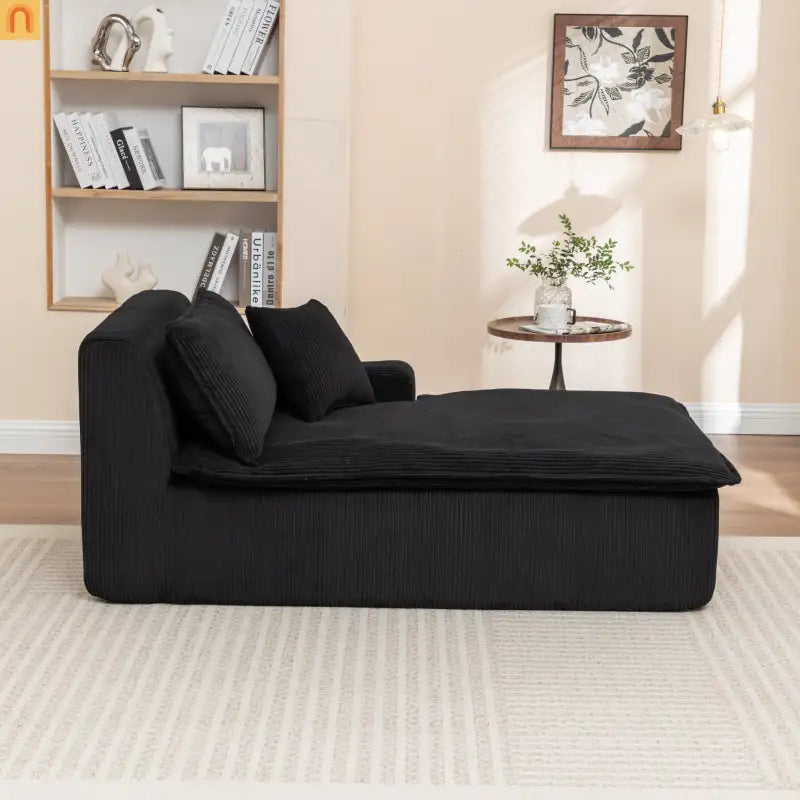 Chair Chaise Left Arm Corduroy Black 67in No Assembly