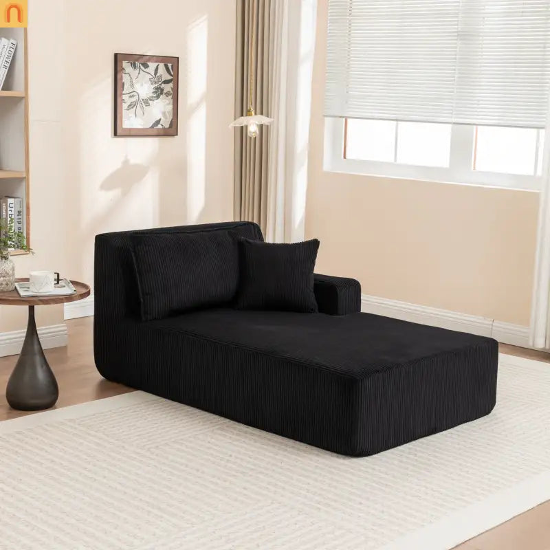 Chair Chaise Left Arm Corduroy Black 67in No Assembly
