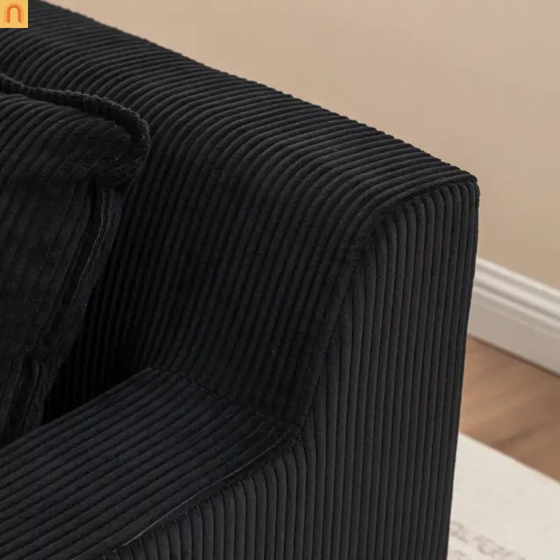 Chair Chaise Left Arm Corduroy Black 67in No Assembly