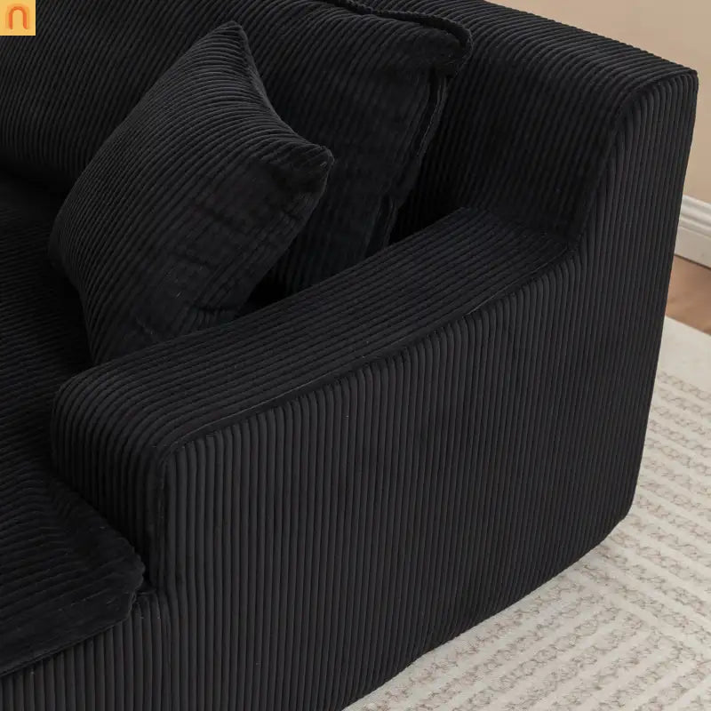 Chair Chaise Left Arm Corduroy Black 67in No Assembly