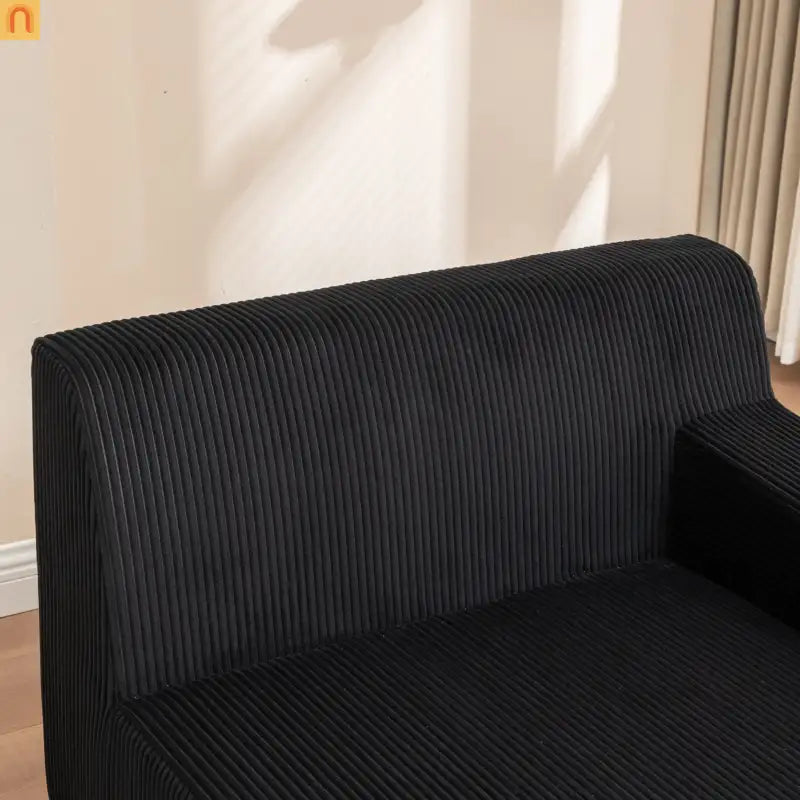 Chair Chaise Left Arm Corduroy Black 67in No Assembly