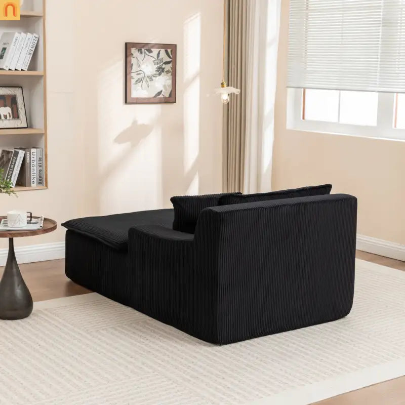 Chair Chaise Left Arm Corduroy Black 67in No Assembly