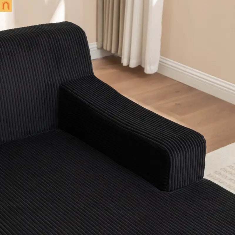 Chair Chaise Left Arm Corduroy Black 67in No Assembly
