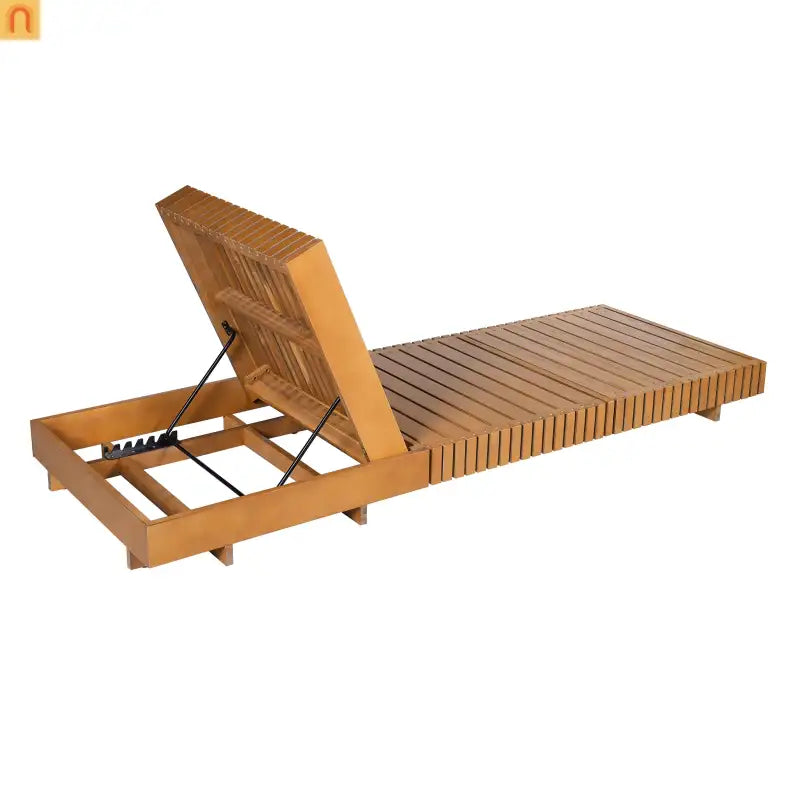 Outdoor Chaise Lounge Set Acacia Wood Dark Gray 6 Position Adjustable 2 Piece