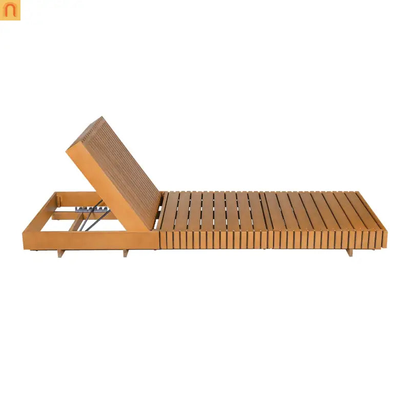 Outdoor Chaise Lounge Set Acacia Wood Dark Gray 6 Position Adjustable 2 Piece
