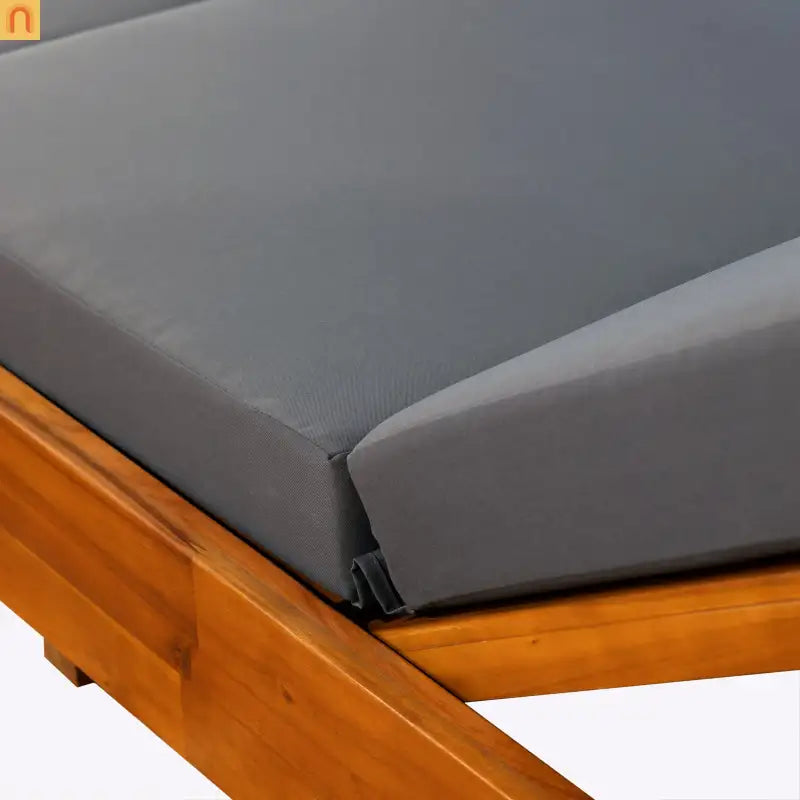Outdoor Chaise Lounge Set Acacia Wood Dark Gray 6 Position Adjustable 2 Piece