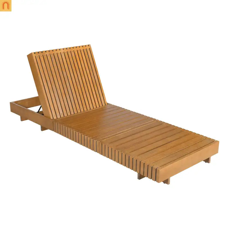Outdoor Chaise Lounge Set Acacia Wood Dark Gray 6 Position Adjustable 2 Piece