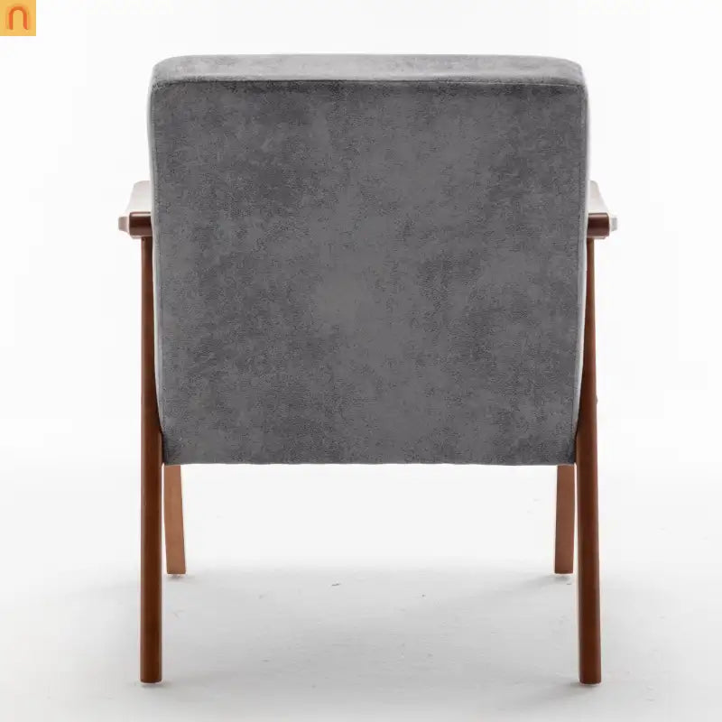 Accent Chair Mid-Century Gray Fabric Rubberwood 26in 300 lb