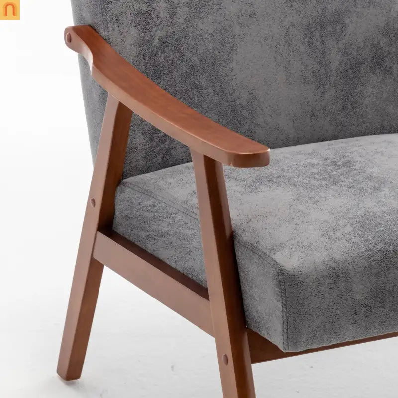 Accent Chair Mid-Century Gray Fabric Rubberwood 26in 300 lb