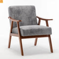 Accent Chair Mid-Century Gray Fabric Rubberwood 26in 300 lb