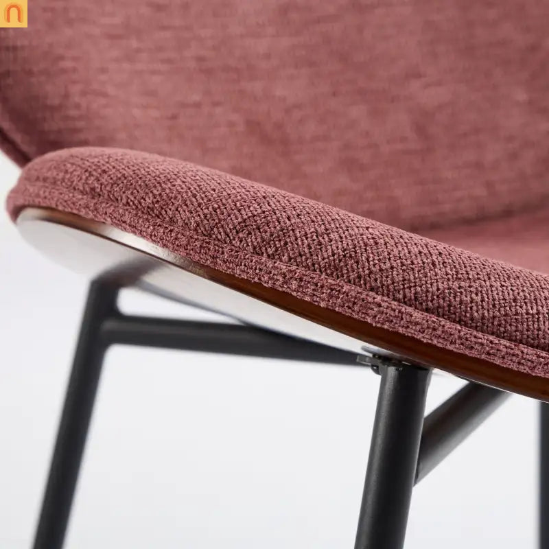 Accent Chair Mid-Century Shell Tripod Red Fabric Wide Curved Seat