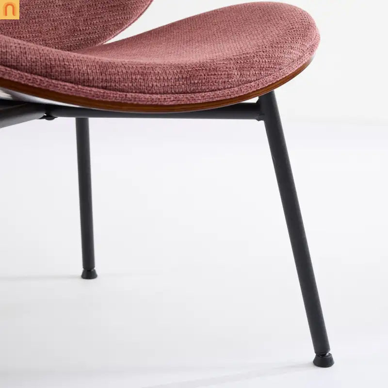 Accent Chair Mid-Century Shell Tripod Red Fabric Wide Curved Seat