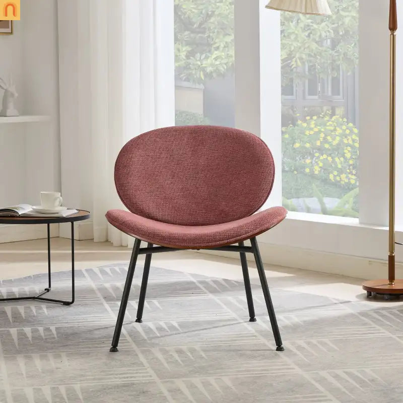 Accent Chair Mid-Century Shell Tripod Red Fabric Wide Curved Seat