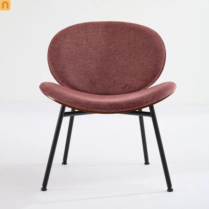 Accent Chair Mid-Century Shell Tripod Red Fabric Wide Curved Seat