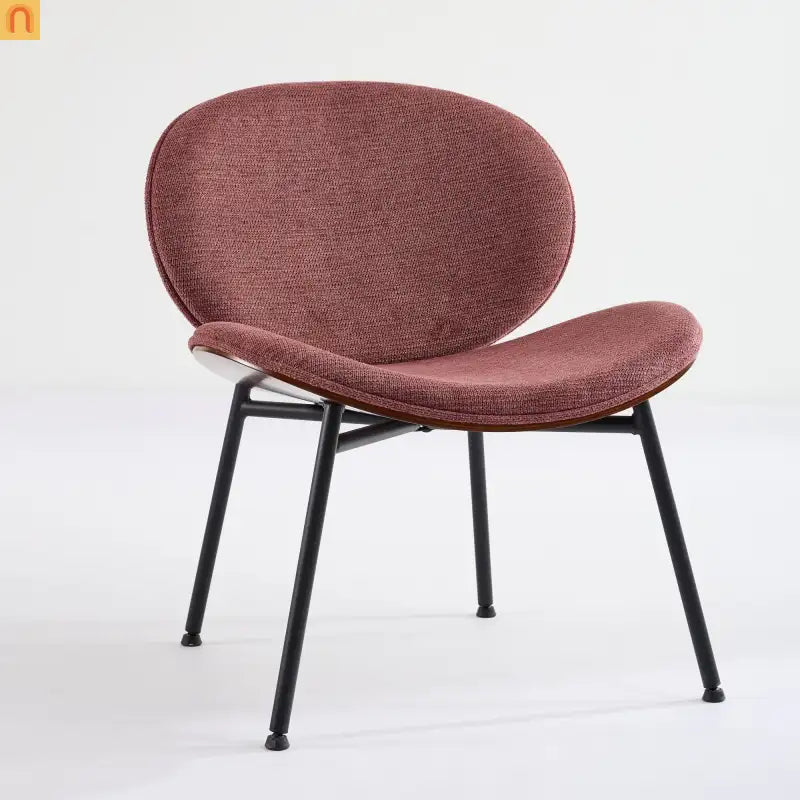 Accent Chair Mid-Century Shell Tripod Red Fabric Wide Curved Seat