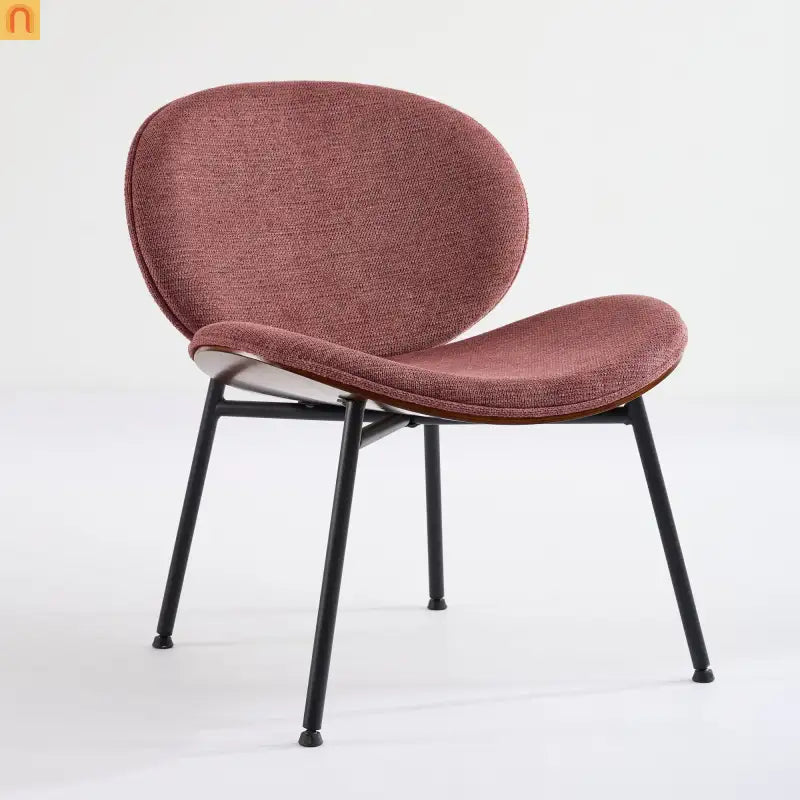 Accent Chair Mid-Century Shell Tripod Red Fabric Wide Curved Seat