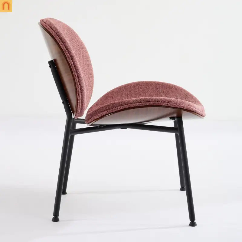 Accent Chair Mid-Century Shell Tripod Red Fabric Wide Curved Seat