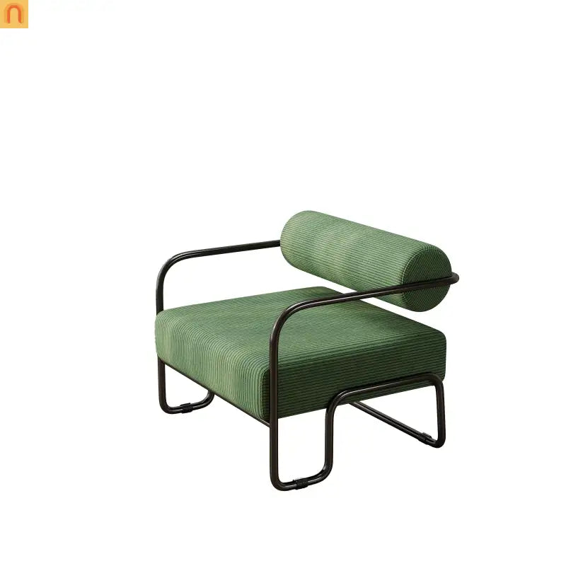 Accent Chair Curved Corduroy Dark Green Armless Compact