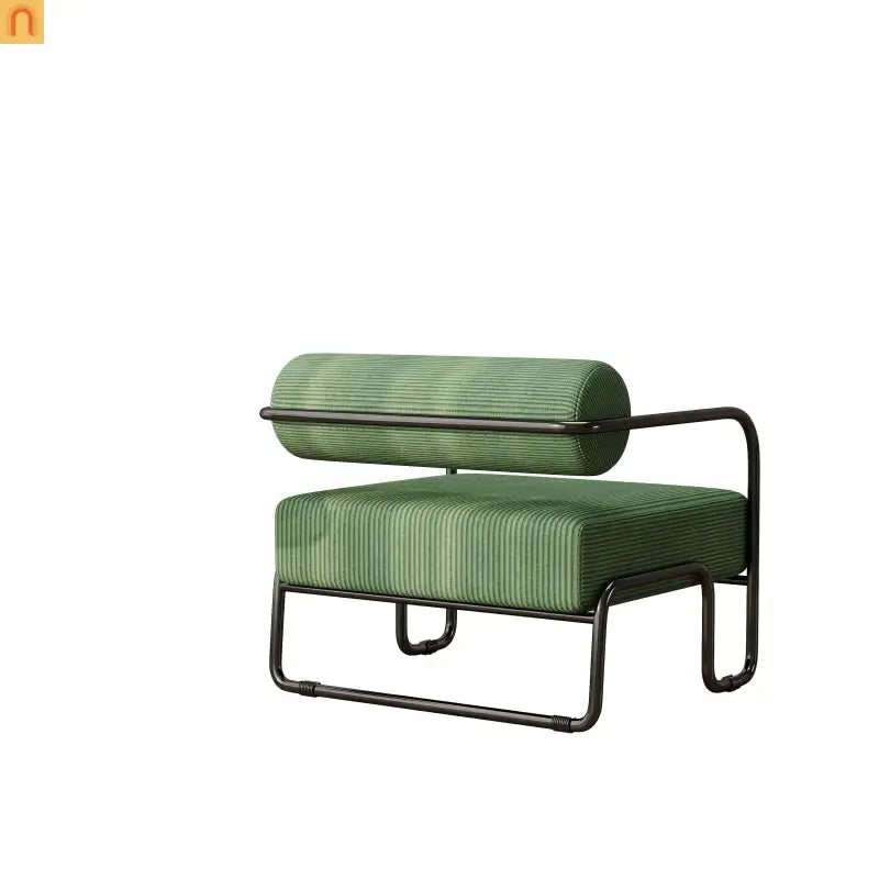 Accent Chair Curved Corduroy Dark Green Armless Compact